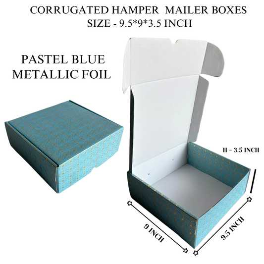 Corrugated Mailer Hamper Box | 9.5x9x3.5 Inch | Metallic Gold Foil Design
