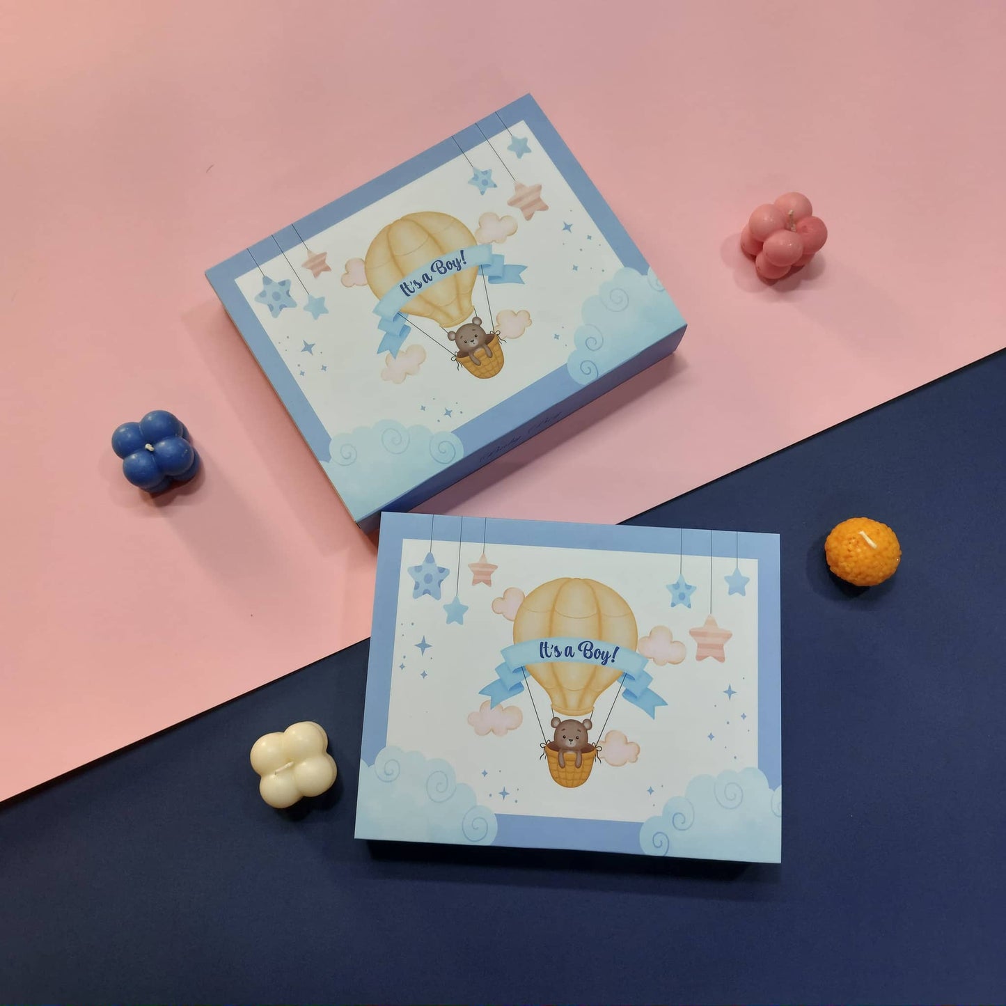 Baby Boy | 12 Cavity Baby Birth Announcement Box | Pack of 10