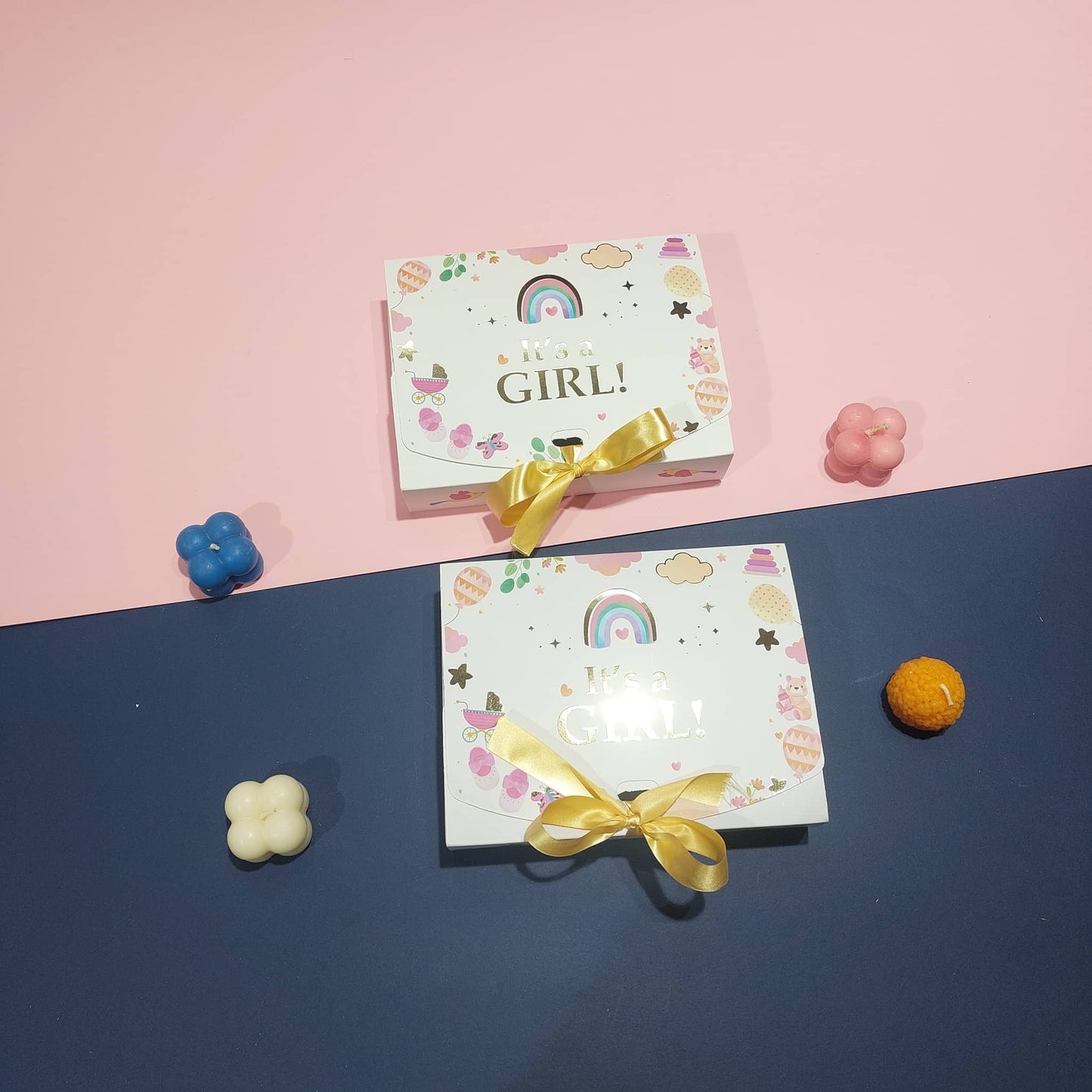 Its a Girl Baby Announcement 12 Cavity Chocolate Ribbon Box | 7.5x5.75x1.5 Inch