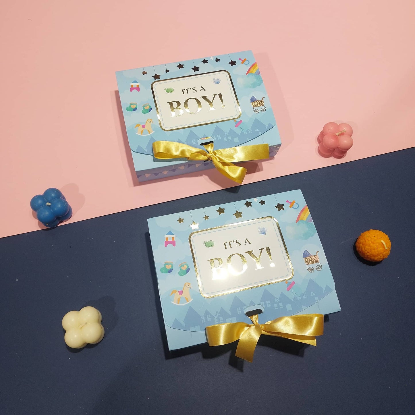 Its a Boy Baby Announcement 12 Cavity Ribbon Box | 7.5x5.75x1.5 Inch