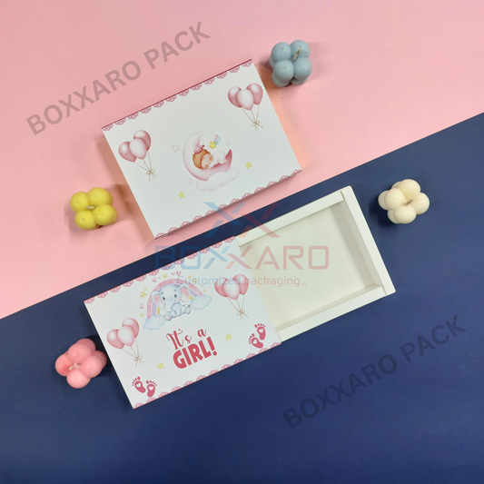 Premium "Its a Girl" Slider Paper Foldable Boxes – 6 Cavity & Without Cavity