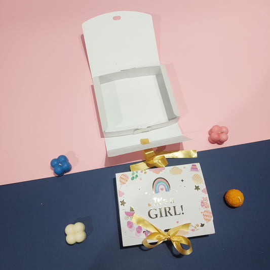 Its a Girl Baby Announcement 12 Cavity Chocolate Ribbon Box | 7.5x5.75x1.5 Inch