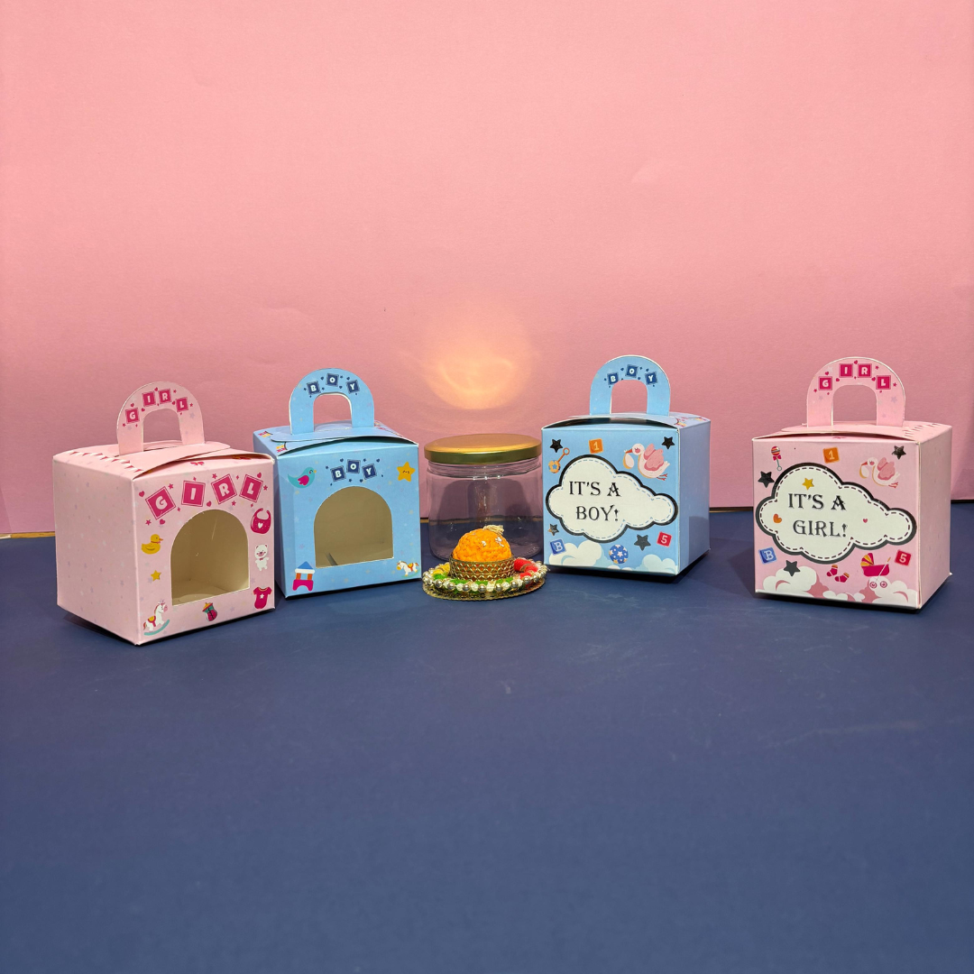 1 Jar Box | Its a Boy and Its a Girl Handle Window Box| 3.5x3.5x3.5 inch