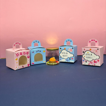 1 Jar Box | Its a Boy and Its a Girl Handle Window Box| 3.5x3.5x3.5 inch