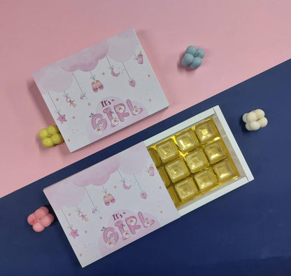 Baby Girl | 12 Cavity Baby Birth Announcement Box | Pack of 10