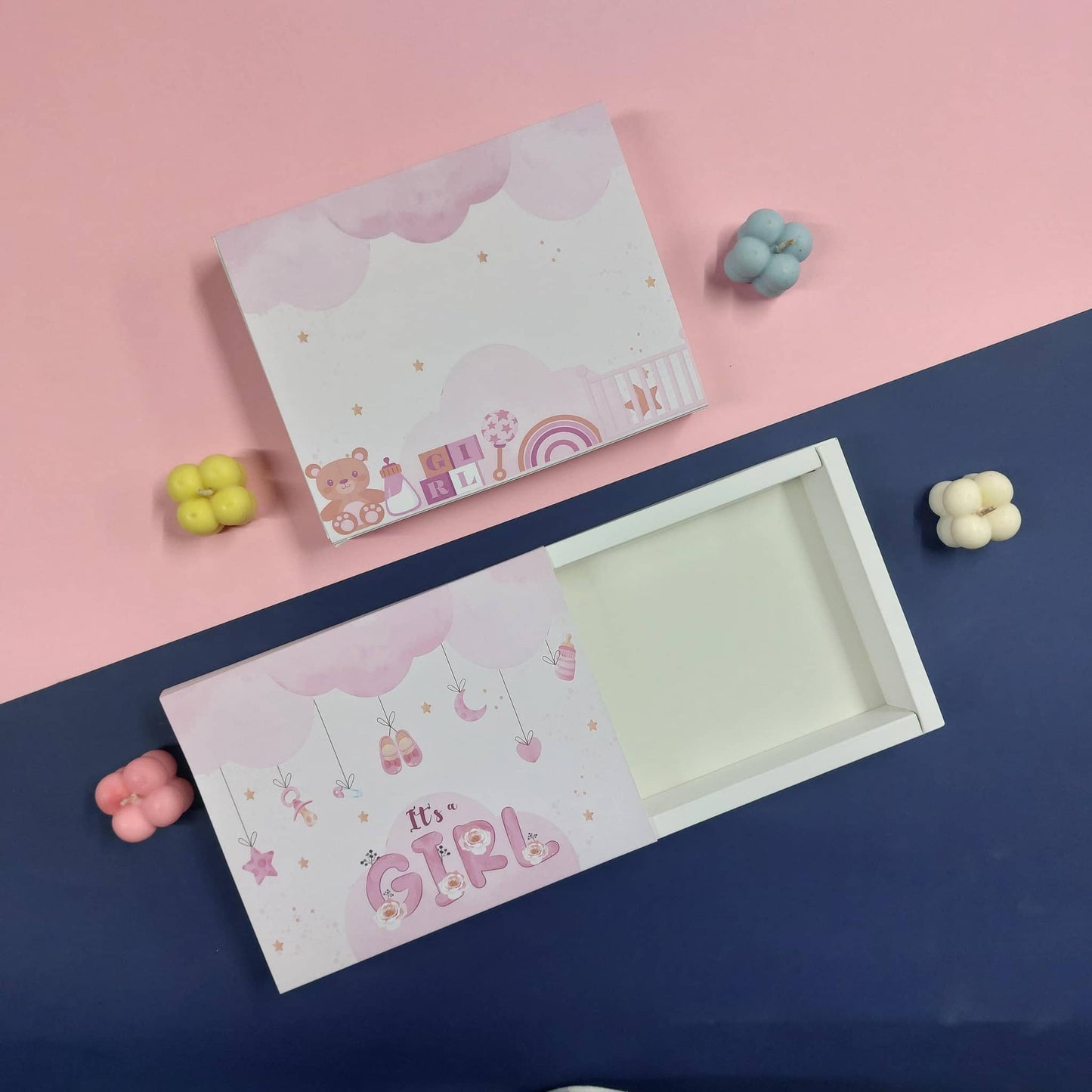 Baby Girl | 12 Cavity Baby Birth Announcement Box | Pack of 10