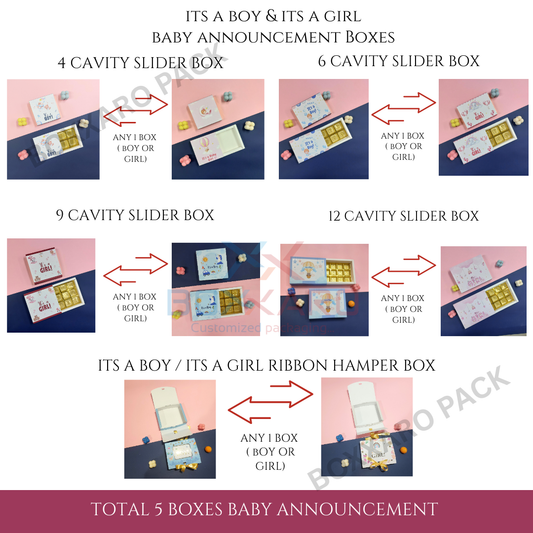 Sample Boxes Kit -1 | Baby Announcement Box, Chocolate Box, Hamper Box, Jar Box | Free Shipping In India