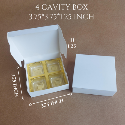 4 Cavity Chocolate Boxes | 3.75 x 3.75 x 1.25 inches- Pack of 20 Box