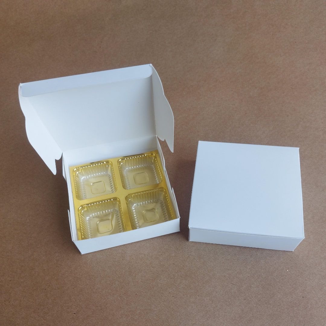 4 Cavity Chocolate Boxes | 3.75 x 3.75 x 1.25 inches- Pack of 20 Box