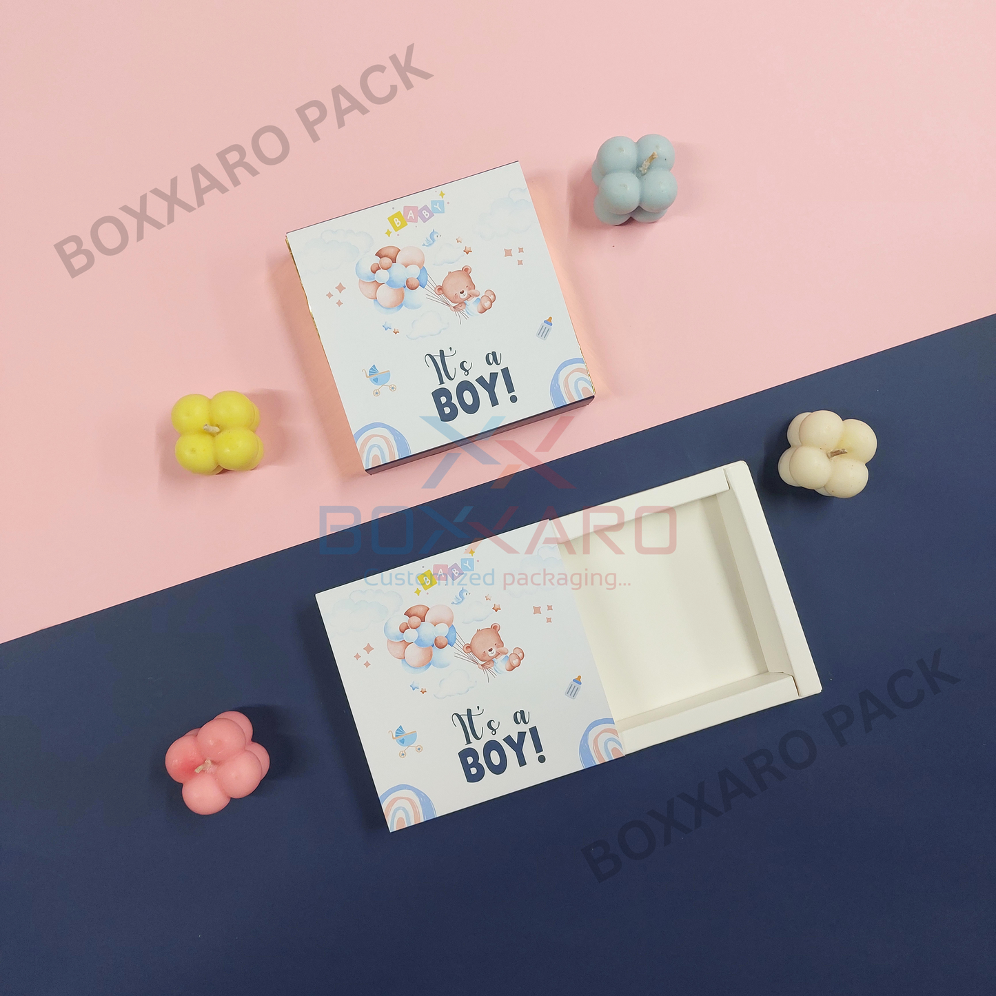 Its a Boy Slider Paper Foldable Boxes – 4 Cavity