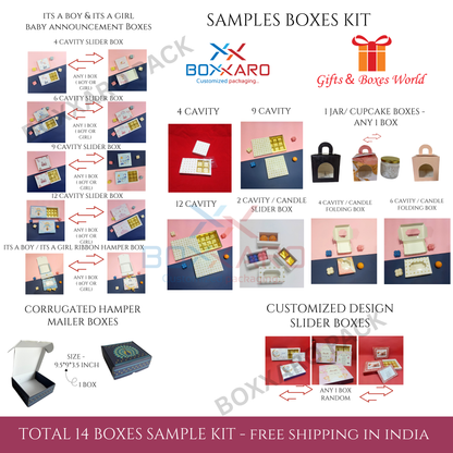 Sample Boxes Kit -1 | Baby Announcement Box, Chocolate Box, Hamper Box, Jar Box | Free Shipping In India