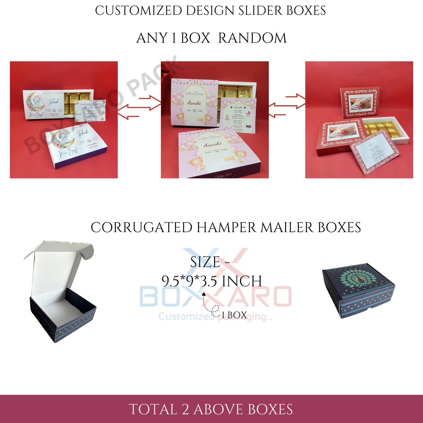 Sample Boxes Kit -1 | Baby Announcement Box, Chocolate Box, Hamper Box, Jar Box | Free Shipping In India