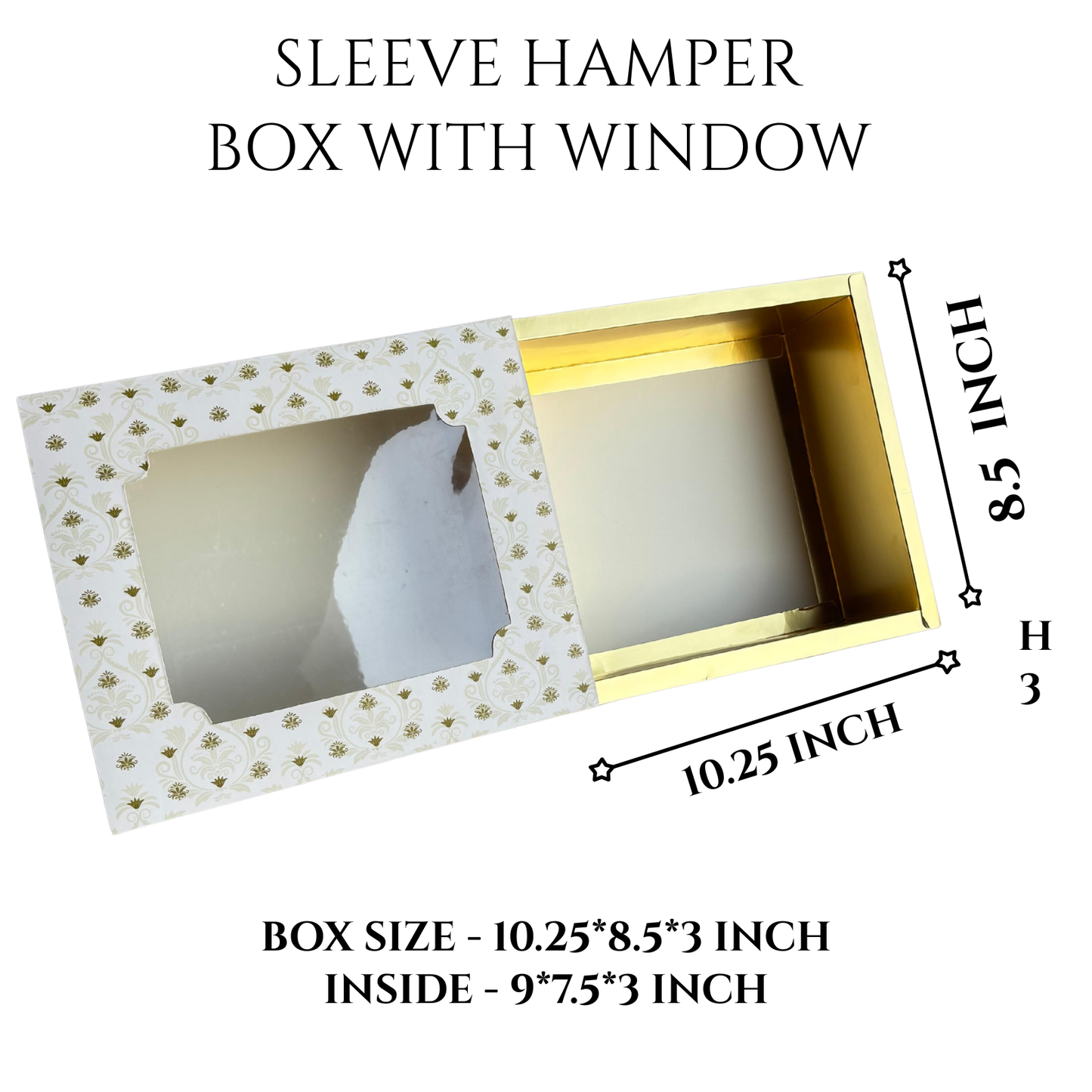 Slider Hamper Box with Window | 10.25x8.5x3 inch | Pack of 10 Box