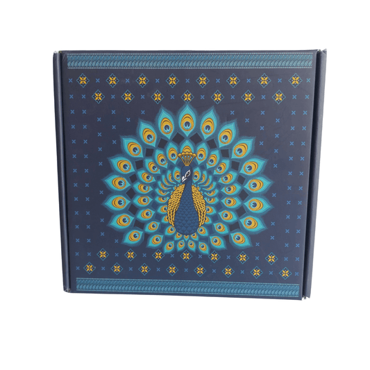 9.5X9X3.5 Inch Corrugated Hamper Mailer Box | Peacock Design | Pack of 10