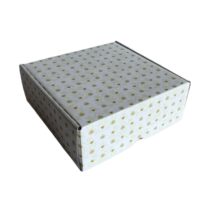 Corrugated Mailer Hamper Box | 9.5x9x3.5 Inch | Golden Cream White Design