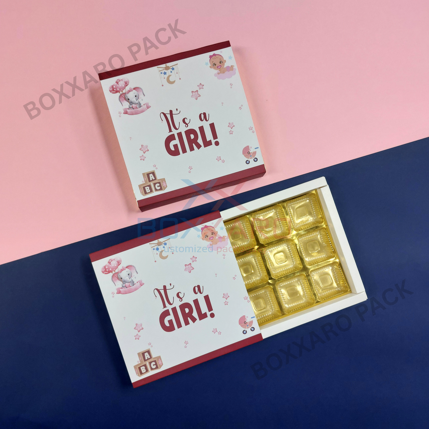 Its a Girl Slider Paper Foldable Boxes – 9 Cavity