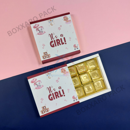 Its a Girl Slider Paper Foldable Boxes – 9 Cavity