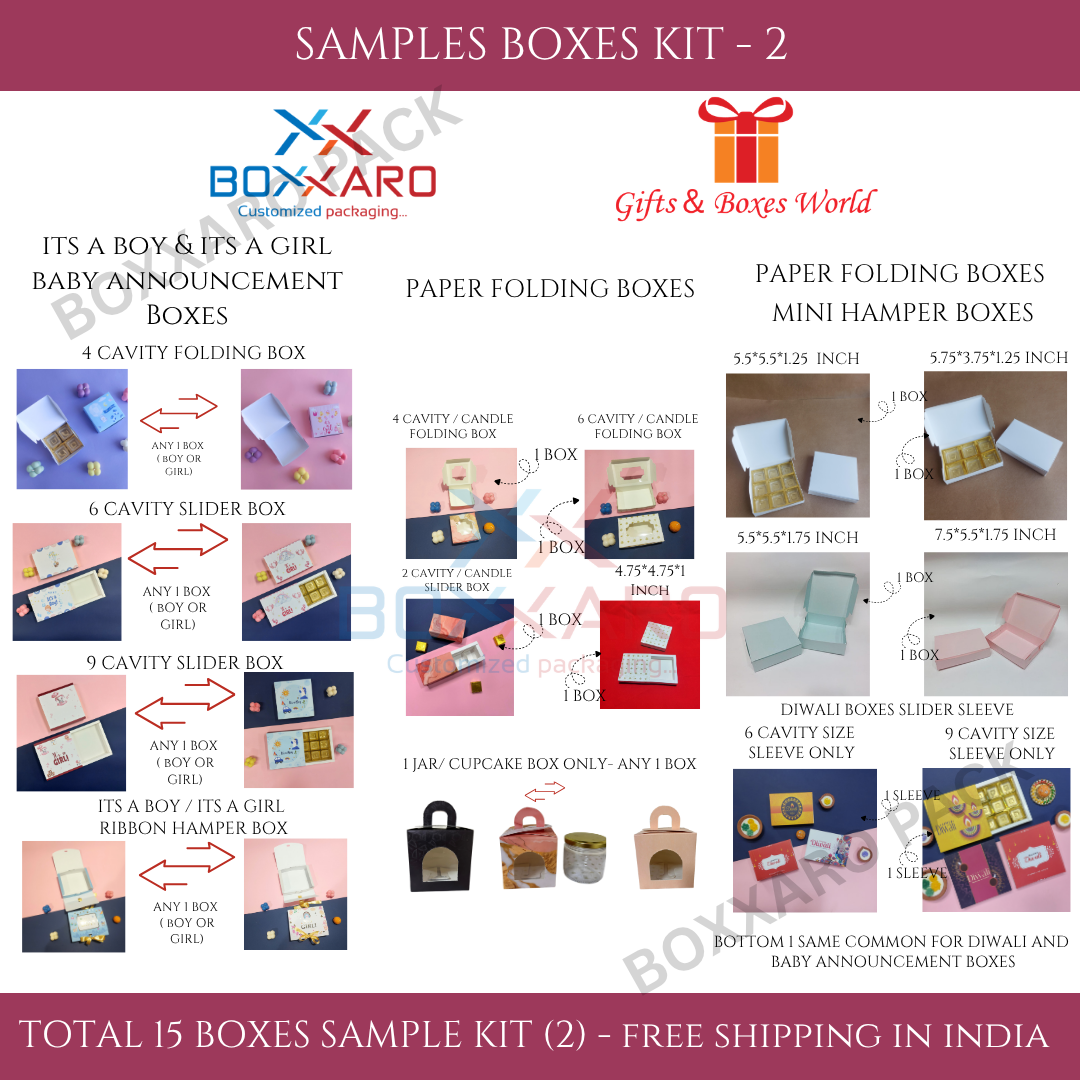 Sample Boxes Kit -2 | Birth Announcement Box, Chocolate Box| Free Shipping In India